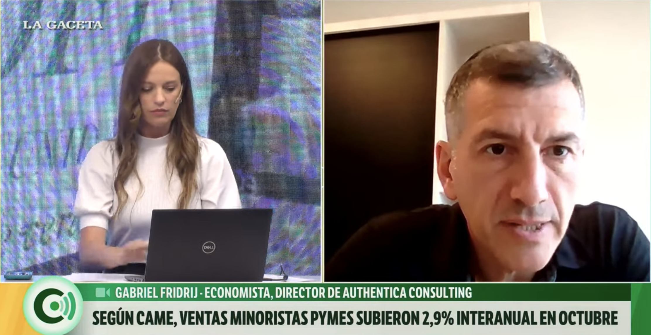 Las ventas minoristas pymes subieron un 2,9% interanual en octubre. Nota en el canal de televisión «La Gaceta» 6/11/2024